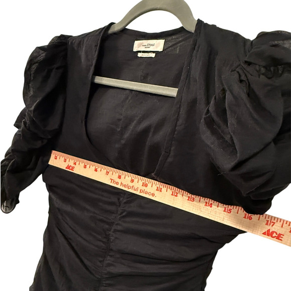 Isabel Marant Etolie 6 Puff-sleeve Mini Sireny Dress $590 Ruched Cotton Black 38 - Picture 8 of 16